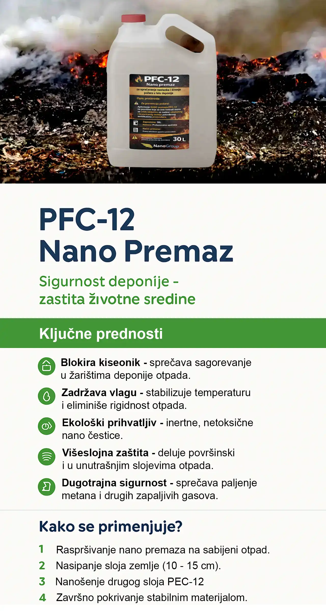 Nano premaz za zaštitu deponija od požara.